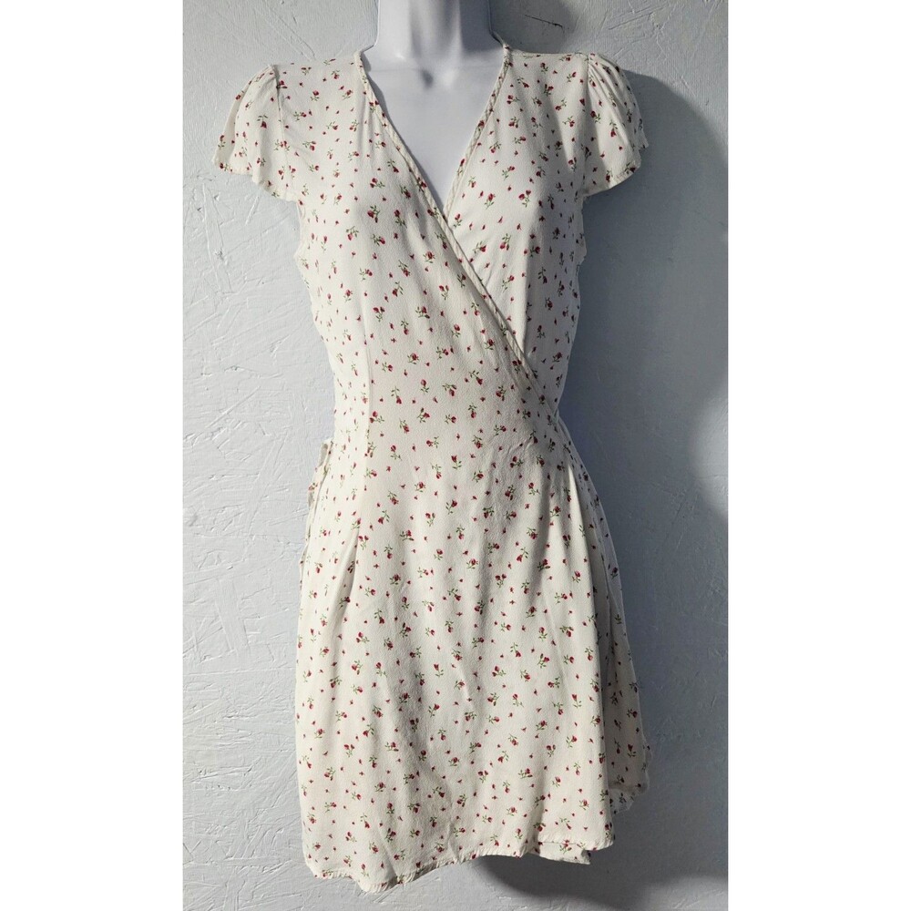Brandy Melville White Floral Wrap Dress - XS/S
